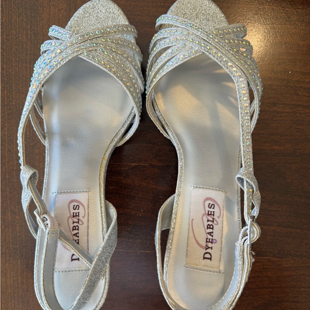 Alyssa silver glitter shoes by Dyeables